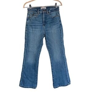 LOFT The Kick Crop‎ Jeans Blue Medium Wash High Rise Flare Denim 4 27P